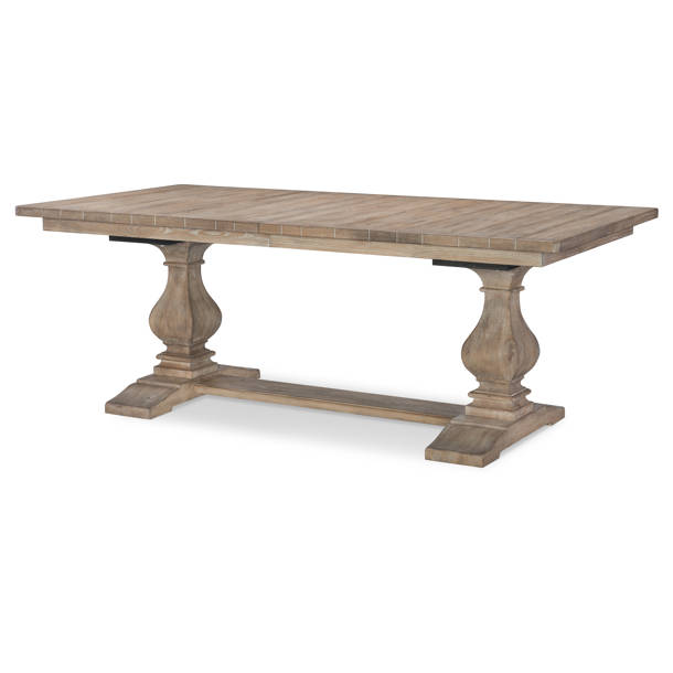 Birch Lane™ Charlotte Extendable Pecky Pecan Solid Wood Trestle Dining